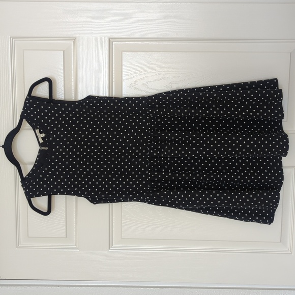 Joie black and white polka dot sleeveless drop waist mini dress - Picture 2 of 6